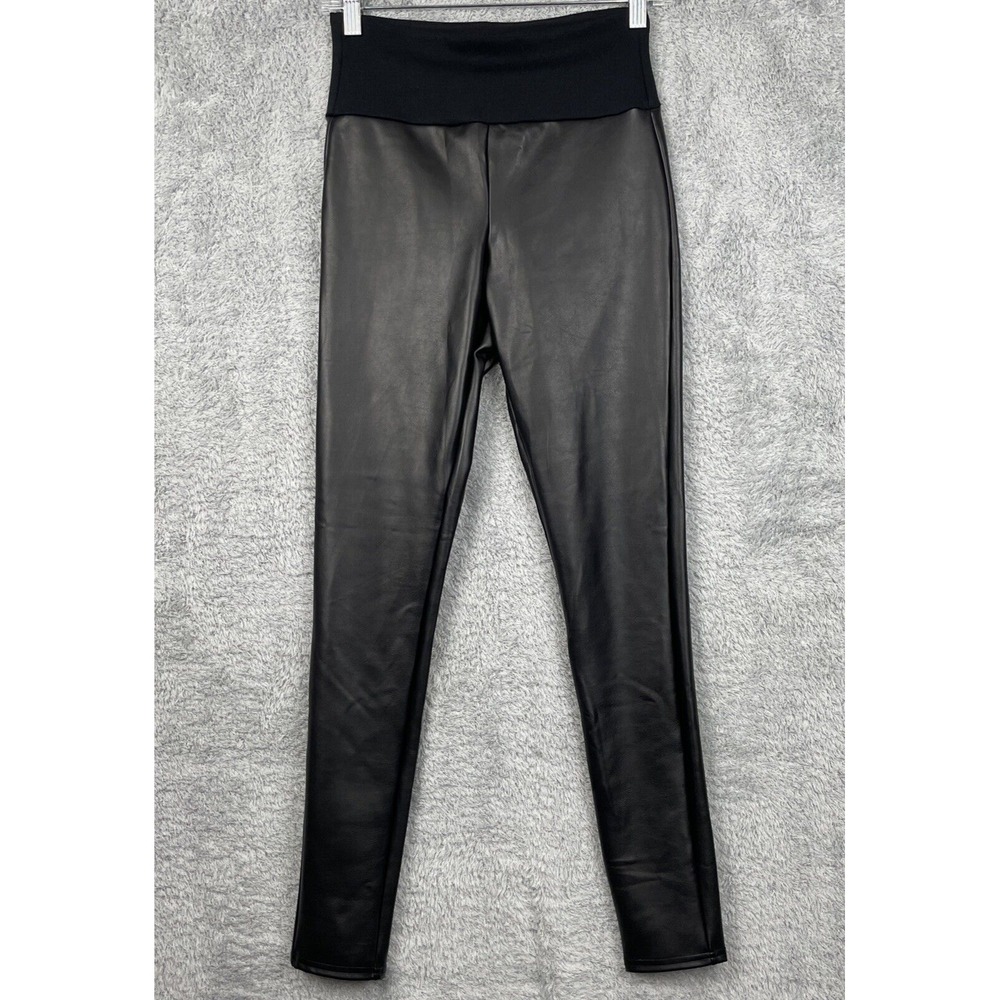 Spanx Assets Faux Leather Leggings Womens Small Black Rock Glamcore Mob Wife